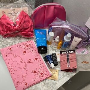 Makeup bags and samples.